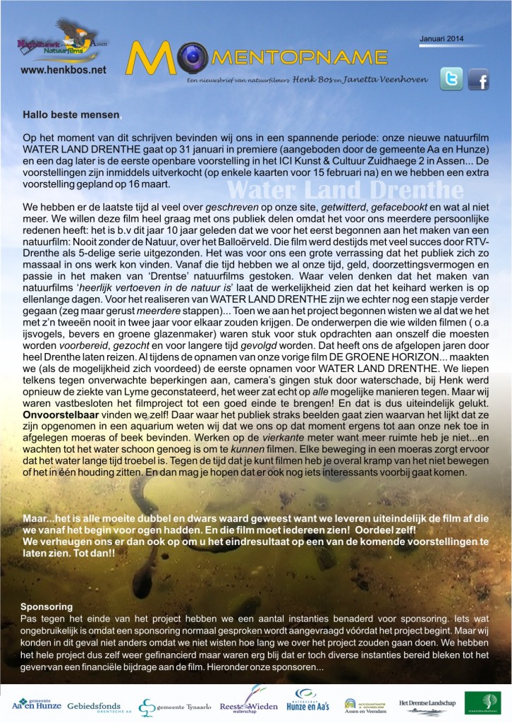 Onze nieuwsbrief verschijnt 4x per jaar. 