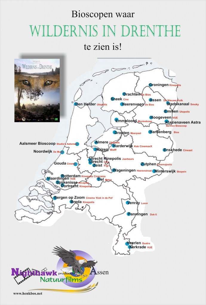 Overzicht van bioscopen waar WILDERNIS IN DRENTHE heeft gedraaid...